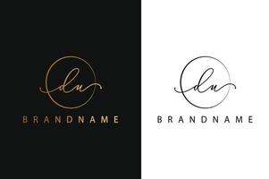 du du logotipo dibujado a mano de firma inicial, moda, joyería, fotografía, boutique, guión, boda, plantilla de logotipo de vector creativo floral y botánico para cualquier empresa o negocio.