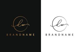 D W DW hand drawn logo of initial signature, fashion, jewelry, photography, boutique, script, wedding, floral and botanical creative vector logo template for any company or business.