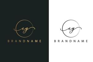 E G EG hand drawn logo of initial signature, fashion, jewelry, photography, boutique, script, wedding, floral and botanical creative vector logo template for any company or business.