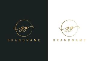 G Y GY hand drawn logo of initial signature, fashion, jewelry, photography, boutique, script, wedding, floral and botanical creative vector logo template for any company or business.