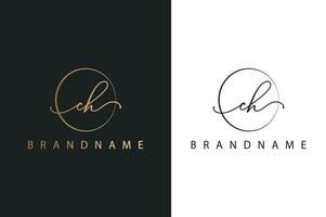 C H CH hand drawn logo of initial signature, fashion, jewelry, photography, boutique, script, wedding, floral and botanical creative vector logo template for any company or business.