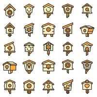 Bird house icons set vector flat