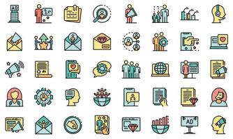 PR specialist icons set vector flat