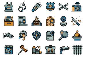 Investigator icons set line color vector