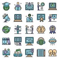 Foreign language teacher icons set line color vector