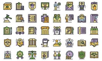 Notary icons set line color vector