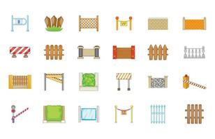 conjunto de iconos de barrera, estilo de dibujos animados vector
