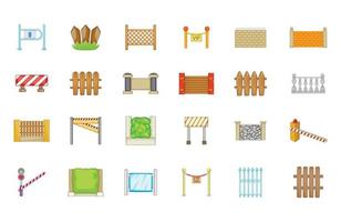 Barrier icon set, cartoon style vector