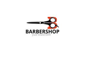 scissors.letter b barber logo isolated on white background vector