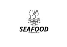 outline fork spoon seafood logo vector