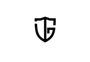 logotipo de escudo de letra inicial jg gj gj vector