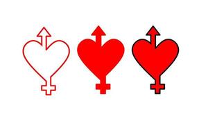 heart and arrow.male female with heart shape icon set vector