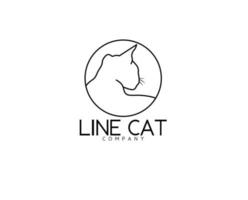 thin line head cat circle logo isolatef on white background vector