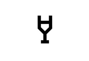 hy yh h y initial letter logo.silhouette of a glass logo vector