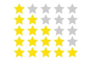 set of five stars review isolated on white background vector