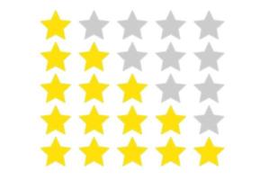 set of five stars review isolated on white background vector