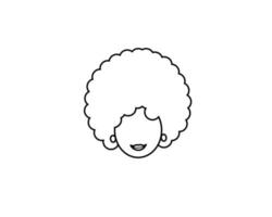 thin line afro girl vector