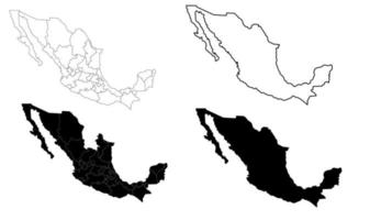 mexico map icon set vector