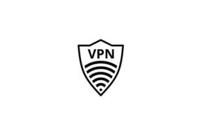 escudo vpn icono plano aislado sobre fondo blanco vector