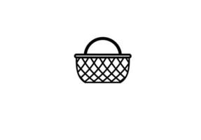 outline wicker bag flat icon vector