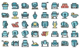 Concrete mixer icons set vector flat