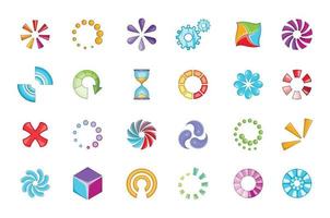 Loading icon set, cartoon style vector