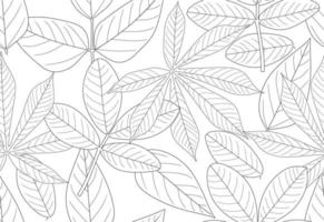 thin line tropical leaves seamless pattern vector