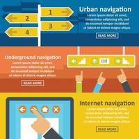 Urban navigation banner horizontal set, flat style vector