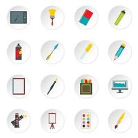 Design and drawing tools icons set in flat style vector