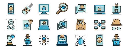 Hacker icons vector flat