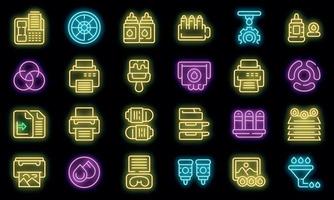 Cartridge filling icons set vector neon