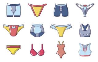 Underwear icon set, cartoon style vector
