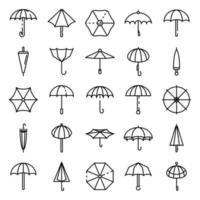 Umbrella icons set, outline style vector