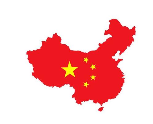 People's Republic of China map with flag