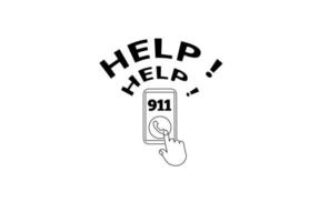outline 911 emergency call vector illustration