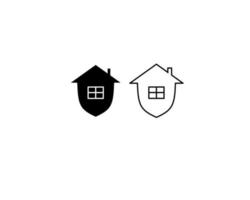 outline house shield icon set vector