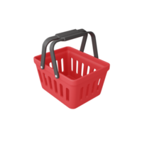 Cesta de la compra de renderizado 3d aislada. útil para el comercio electrónico o la ilustración de diseño en línea de negocios png