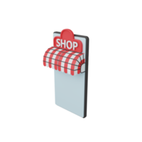 3D-Rendering-Shop im Telefon isoliert. nützlich für E-Commerce- oder Business-Online-Designillustration png