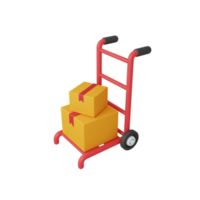 3D-Rendering Trolley isoliert. nützlich für E-Commerce oder Business-Online-Design-Illustrationsprämie png