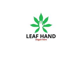 logotipo ecológico de la mano de la hoja vector