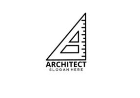 letra un logotipo de arquitecto de regla en ángulo vector