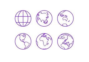 blue globe map icon set vector