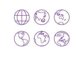 blue globe map icon set vector