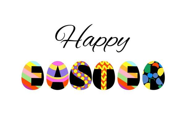 simple Happy Easter banner isolated on white background. Trendy Easter design with typography, hand painted strokes and dots, eggs. Modern minimal style