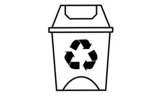 Contorno icono de reciclaje de papelera bin aislado sobre fondo blanco. vector