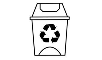 outline bin trash recycle icon isolated on white background vector