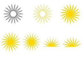 sun icon set isolated on white background vector