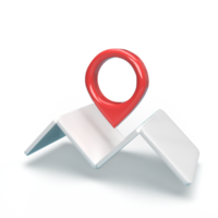 map with pin, cartoon minimal style. 3d render illustration png