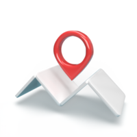 mappa con pin, stile minimal cartone animato. illustrazione di rendering 3d png