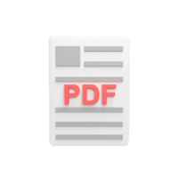 Pdf file 3d icon model cartoon style concept. render illustration png